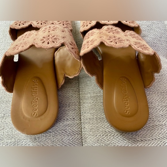 See By Chloe Size 37.5 Valentina Eyelet Double Strap Flats - Picture 3 of 6